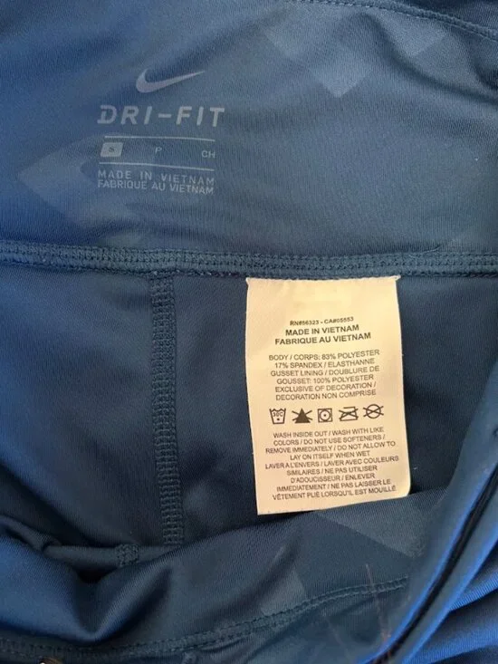 Nike Air Dri-FIT All-Over Logo ¾ Length Capri Dark Blue Leggings Small - Picture 5 of 8